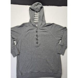 Avenue Weekend Hoodie women plus size gray thermal 1/4 button front pocket 18/20